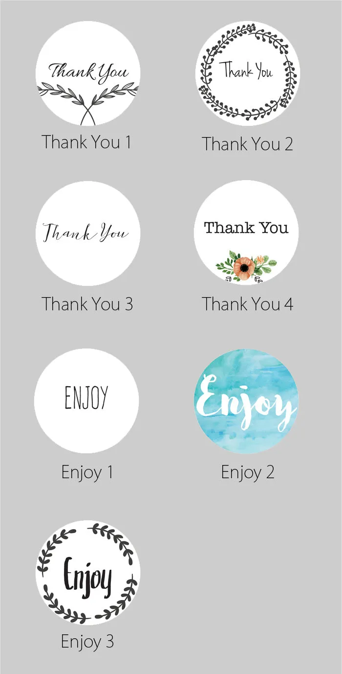 1.5 Inch Thank You Themed Circle Label Stickers for Party Favors & Invitations (Pre-Set Designed, 24 Labels)