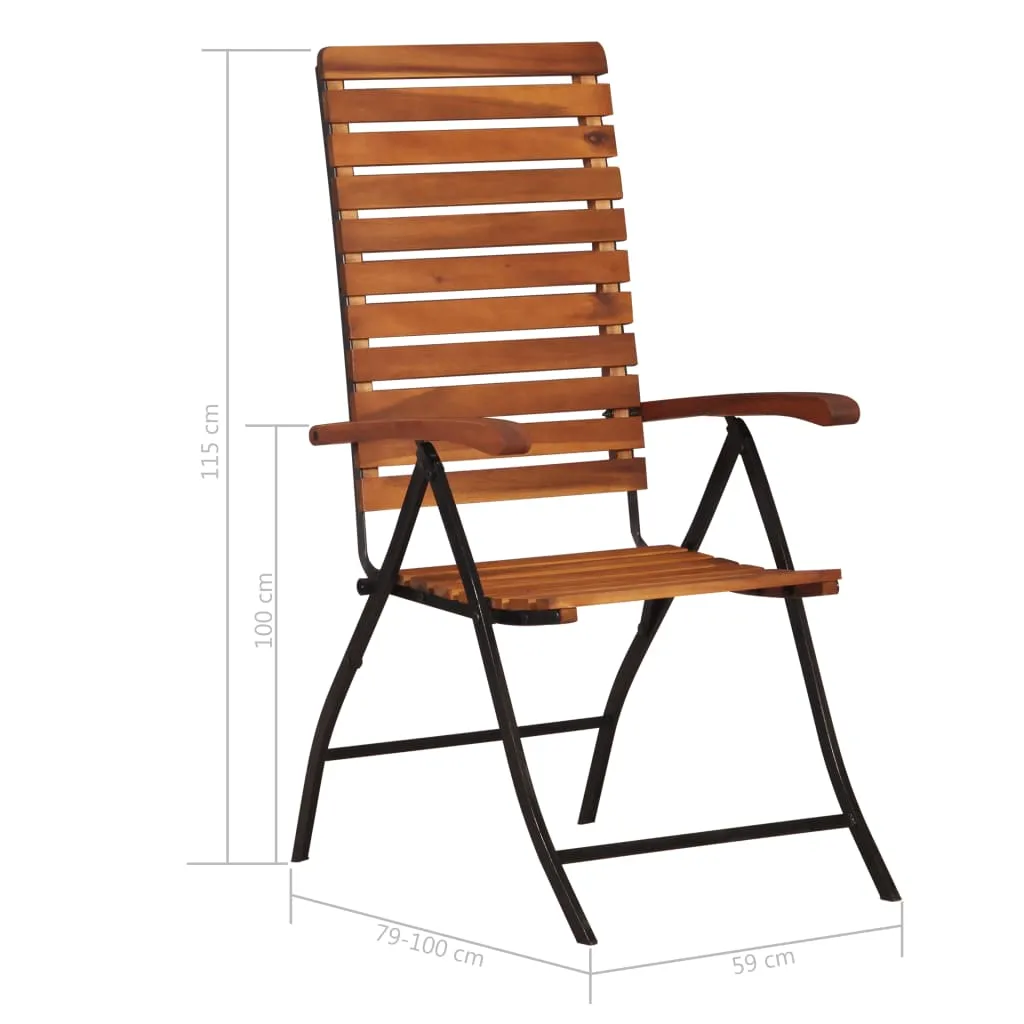 2 pcs Reclining Garden Chairs Solid Acacia Wood