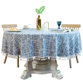 3-Color Jacquard Tassel round Tablecloth Party Table Cloth