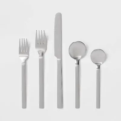 30pc Squared Straight Flatware Set with Caddy - Room Essentials