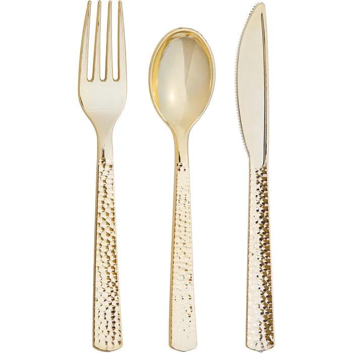 Assorted Cutlery, Gold Hammered (24/Pkg)