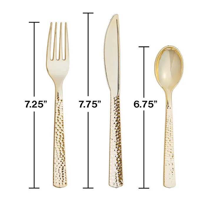 Assorted Cutlery, Gold Hammered (24/Pkg)