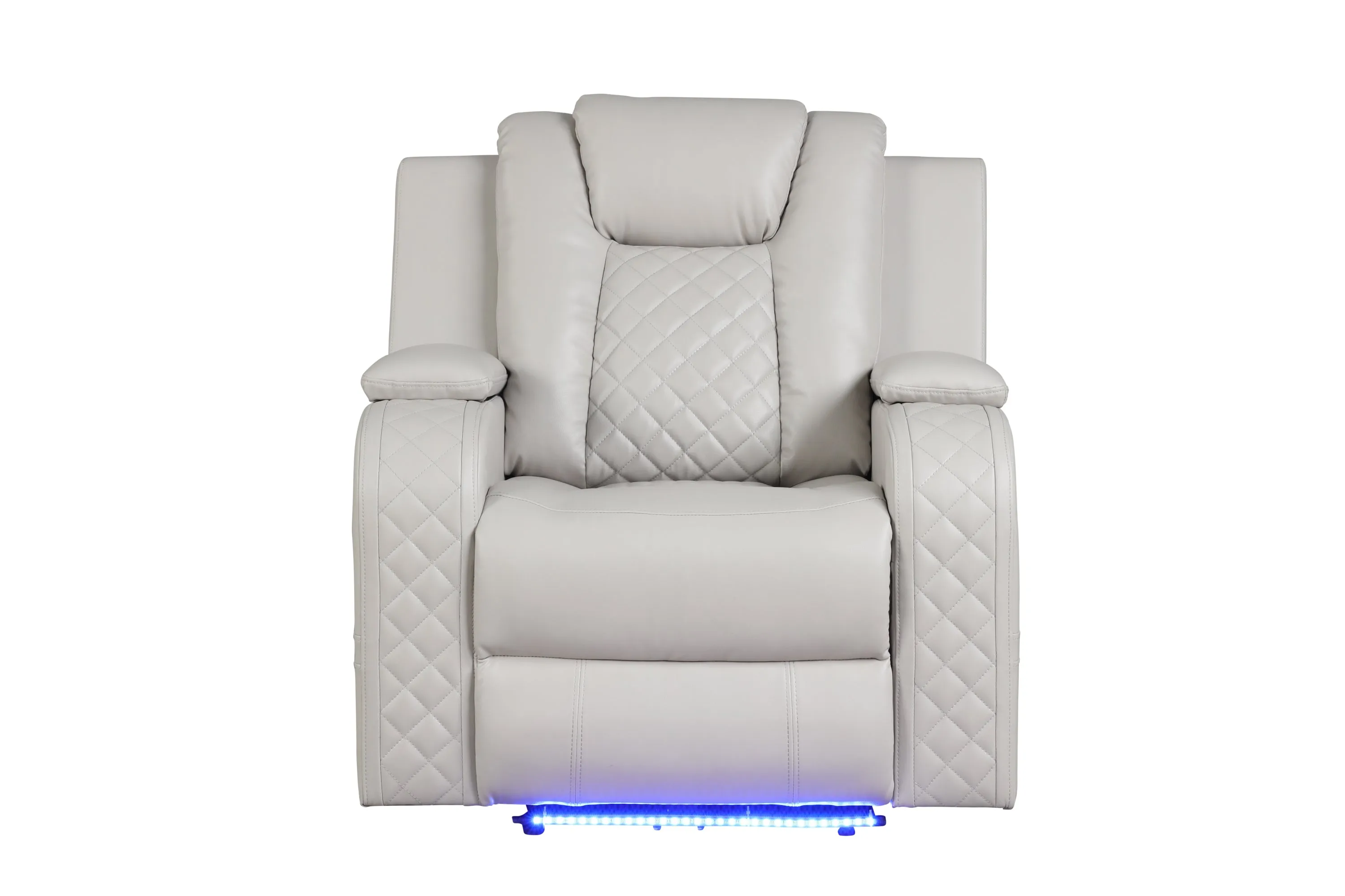 Benz LED & Power Recliner Chair Made With Faux Leather in Ice