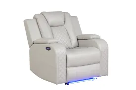 Benz LED & Power Recliner Chair Made With Faux Leather in Ice