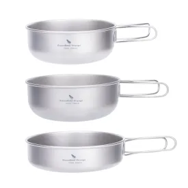 Boundless Voyage Titanium Bowl Pan Set Outdoor Camping Picnic Ultralight Cookware Dish Frying Pan Mess Kit 3pcs