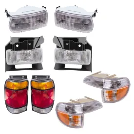 Brock Aftermarket Replacement Driver Left Passenger Right Headlight-Fog Light-Park/Signal/Side Marker Light-Tail Light 8 Piece Set Compatible with 1995-1997 Ford Explorer Except Limited