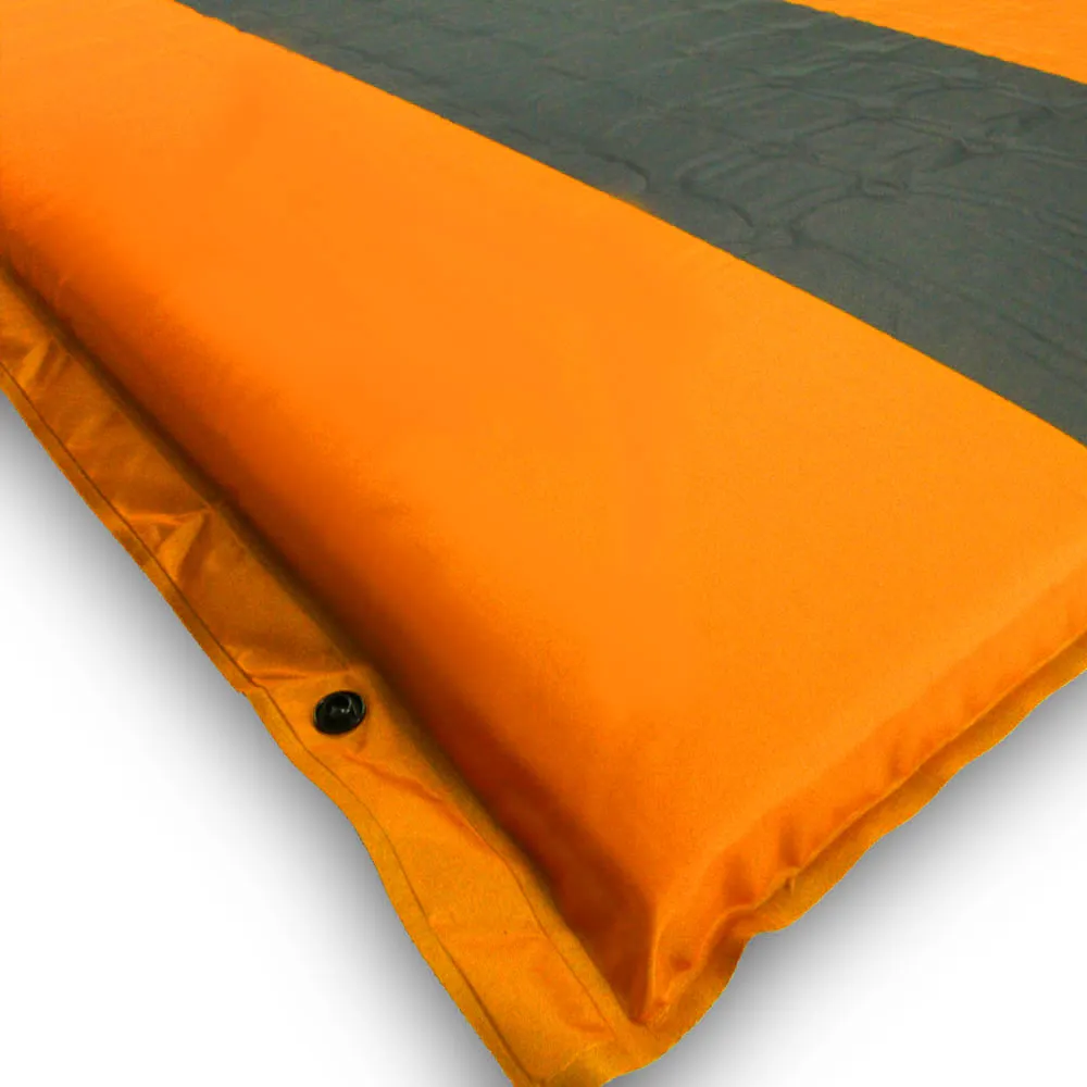 Double Self Inflating Mattress Sleeping Mat Air Bed Camping Hiking Joinable - orange