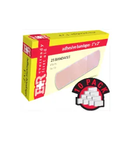 Ever Ready First Aid Adhesive Bandages, Sheer Plastic, 1" x 3", in Kit Unit Box, 25's, 10 Count