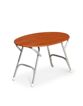 Folding Aluminum and Teak Boat Table Oval 95 X 65 X 61 cm-M900T