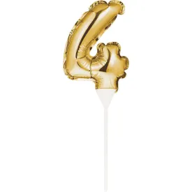 Gold Number '4' Self-Inflating Balloon Cake Topper