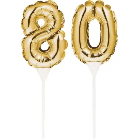 Gold Number '80' Self-Inflating Balloon Cake Topper