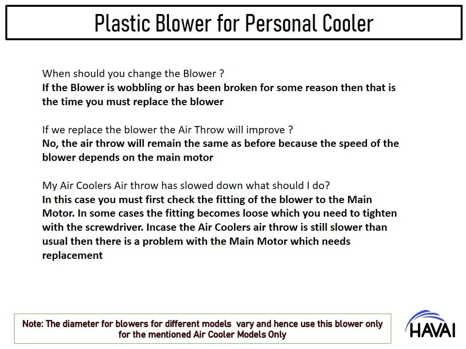 HAVAI Plastic Blower – Personal Cooler