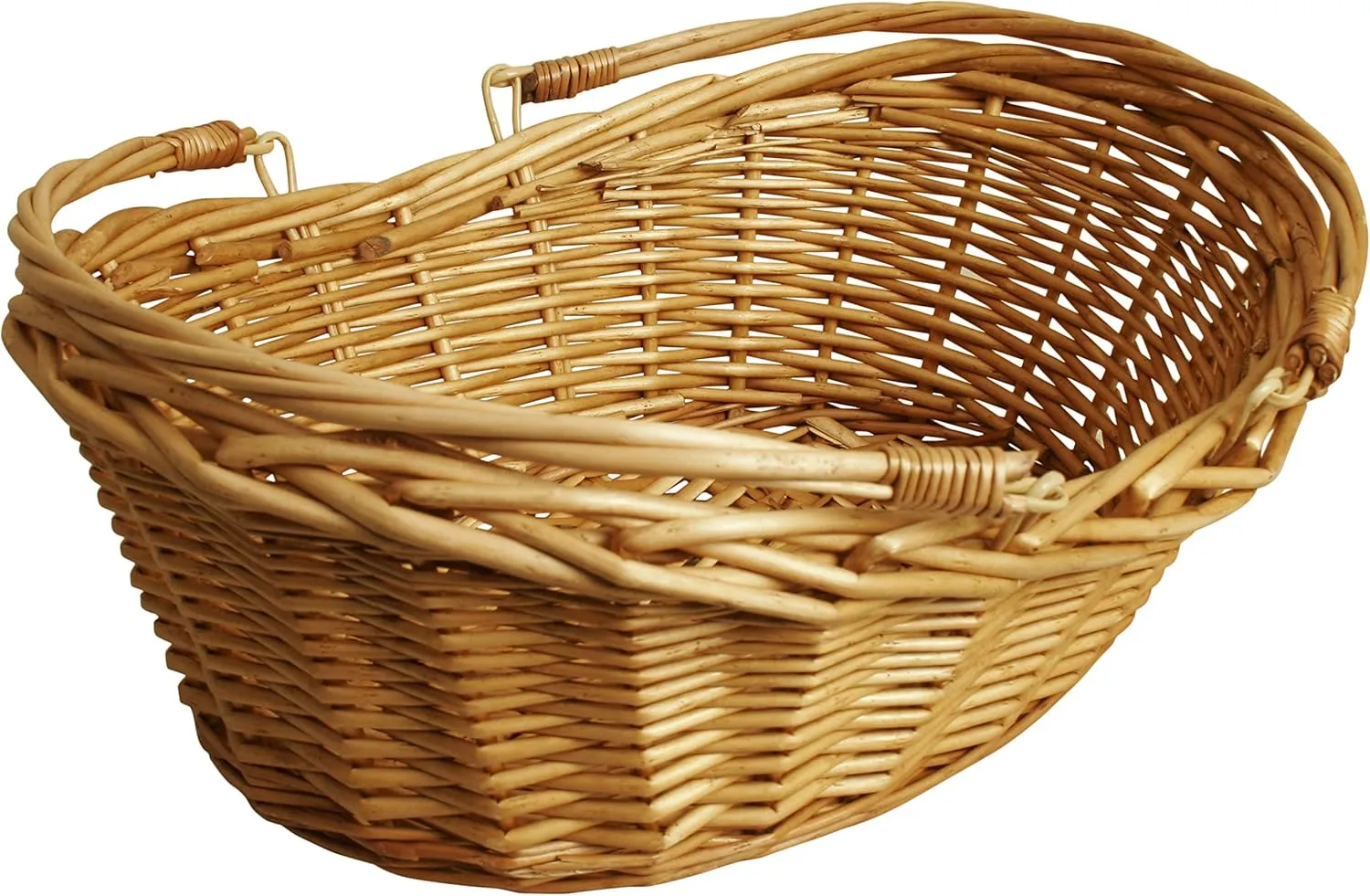 Light Brown Handwoven Wicker Basket with Handles – Versatile Storage for Picnics, Easter, and Organizing