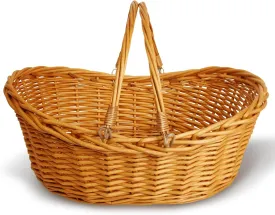 Light Brown Handwoven Wicker Basket with Handles – Versatile Storage for Picnics, Easter, and Organizing