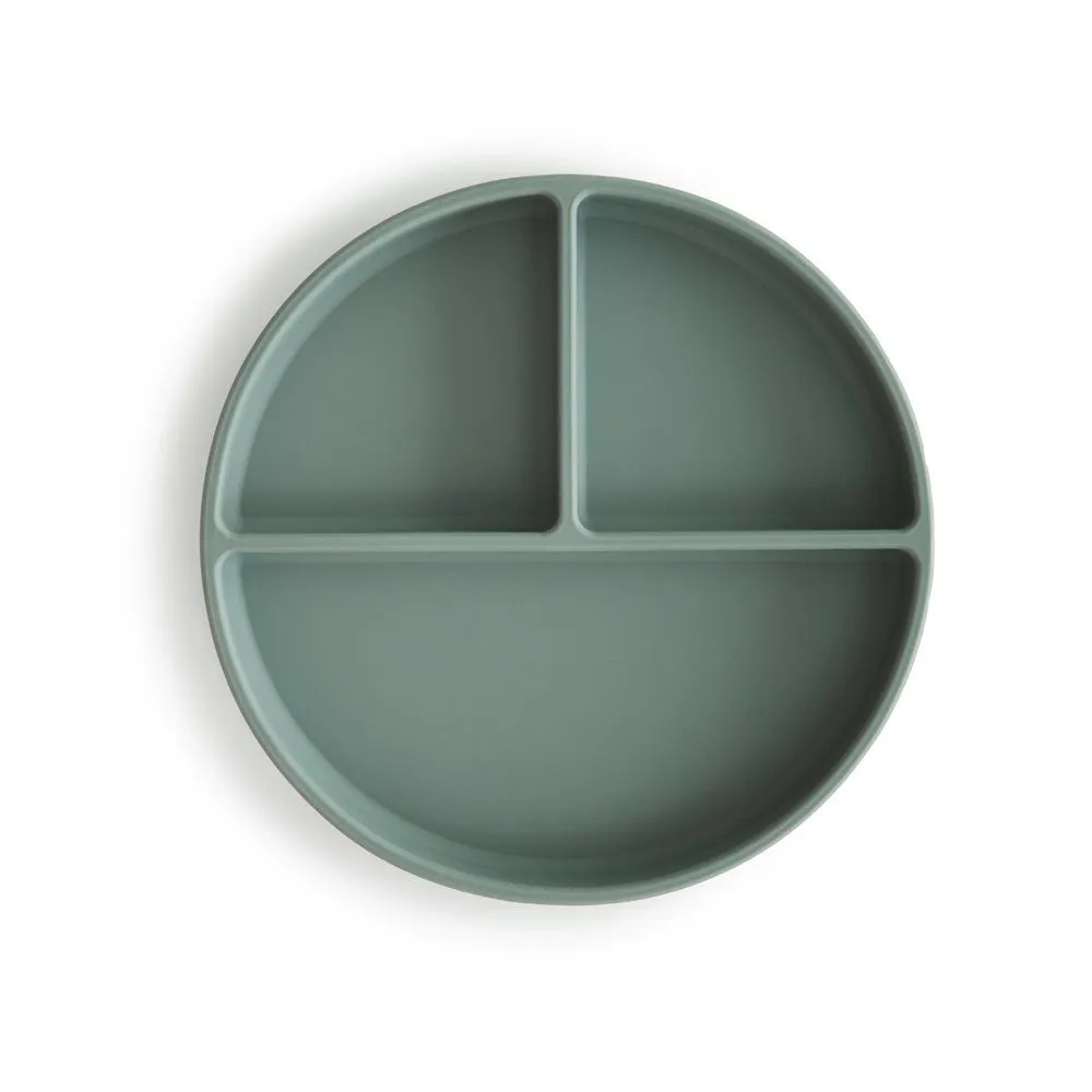 Mushie Silicone Divided Suction Plate - Cambridge Blue