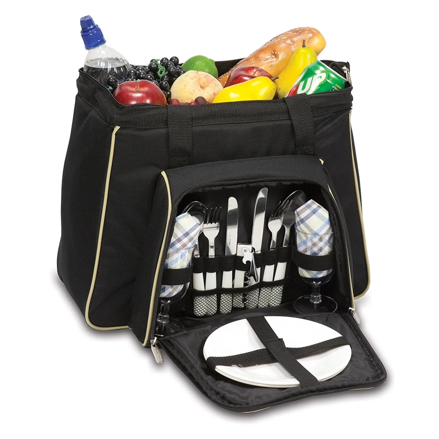 Picnic Time Toluca Insulated Cooler Picnic Tote, Black