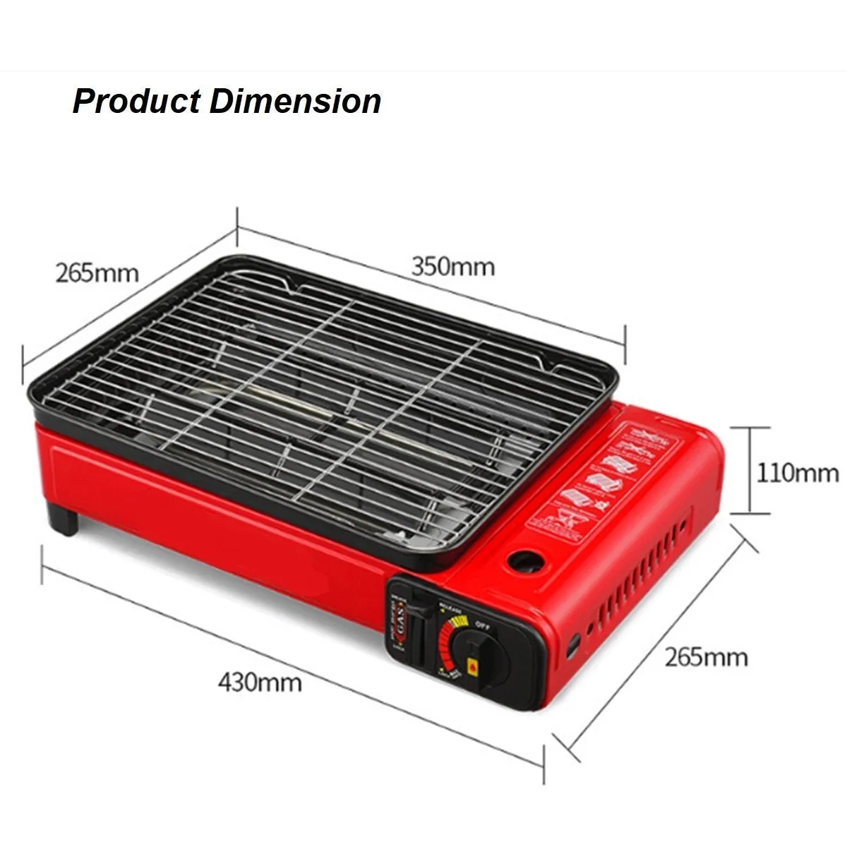 Portable Gas Stove Burner Butane BBQ Camping Gas Cooker With Non Stick Plate Black