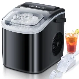 Portable Ice Maker Machine Self-Cleaning 6 Mins 9 Bullet Ice, 26.5lbs