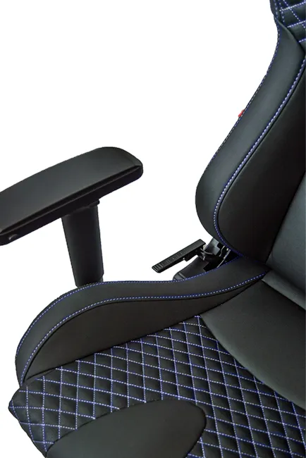 RS Racing Style Seat Black Leatherette Carbon Fiber with Blue Diamond Stitching Premium Office/Gaming Chair