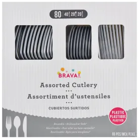 Silver Plastic Assorted Cutlery | 80 pcs