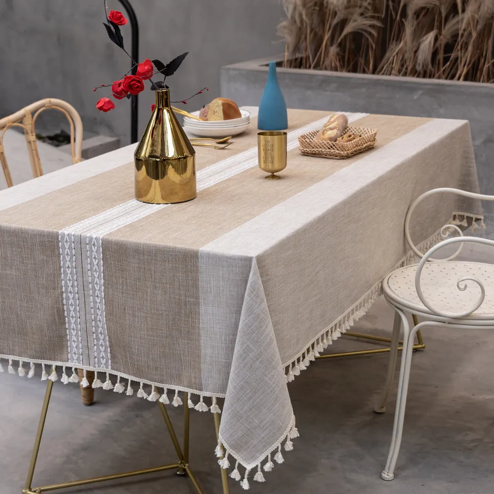 Simple Cotton and Linen round Tablecloth Imitation Cotton and Linen Rectangular Table Cloth