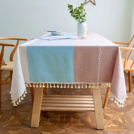 Striped Jacquard Cotton Linen Tablecloth Rectangular Table Cloth