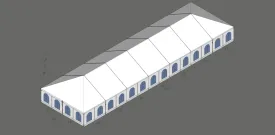 Turbotrack Tent, 30' x 105' French Window Walls