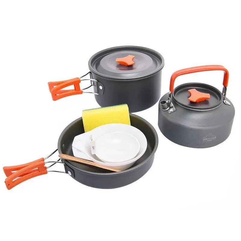 Widesea Camping Tableware Outdoor Cookware Set Pots Tourist Dishes Bowler Kitchen Equipment Gear Utensils Hiking Picnic Travel