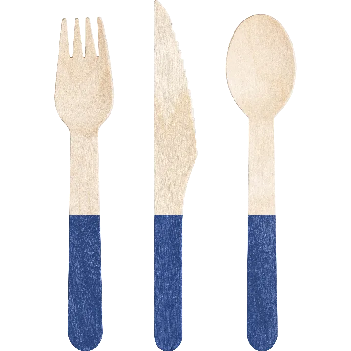 Wood Assorted Cobalt Blue Cutlery 6.5" | 24 ct