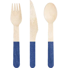 Wood Assorted Cobalt Blue Cutlery 6.5" | 24 ct