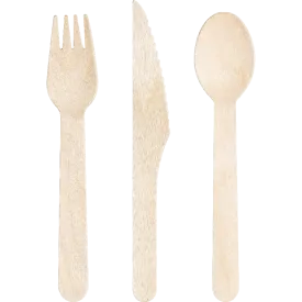 Wood Assorted Natrual Cutlery 6.5" | 24 ct