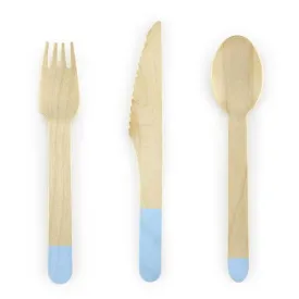 Wooden Cutlery Blue (18 Pieces)